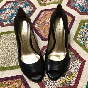 Antonio Melani Peep-Toe Leather Pumps